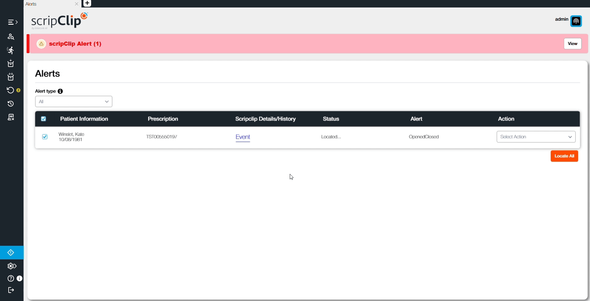 scripClip - Alerts set bag okay