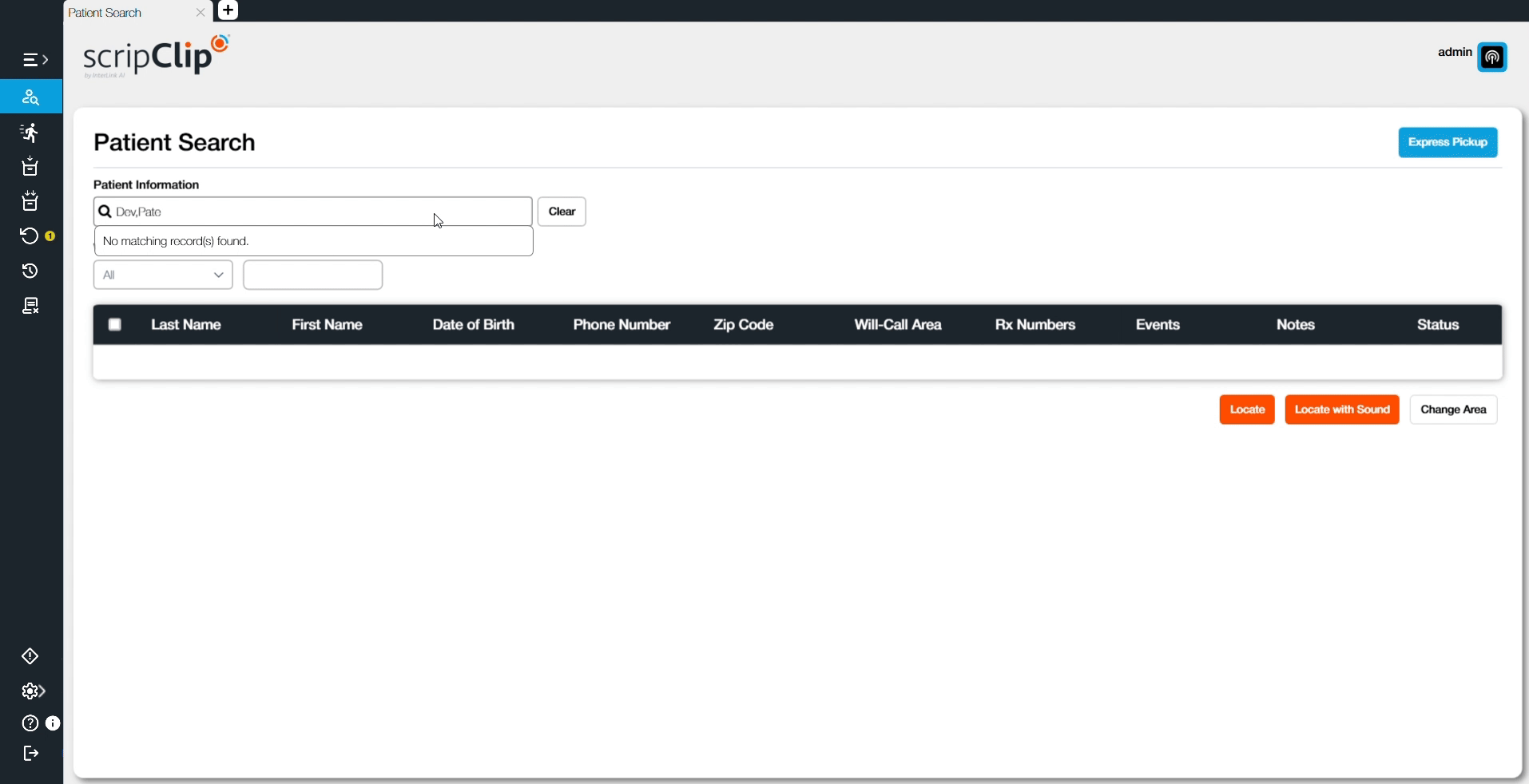 scripClip - Searching for single patient