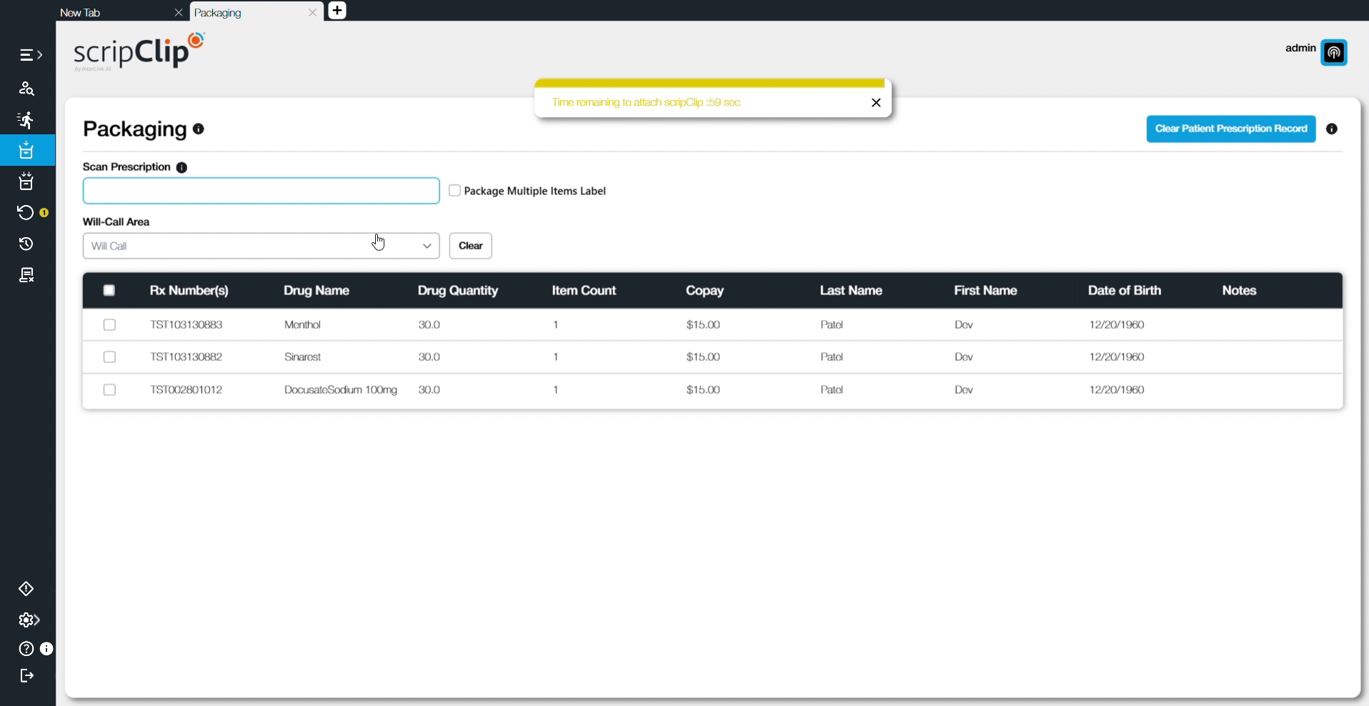 scripClip - Select Will-Call Multiple Prescriptions
